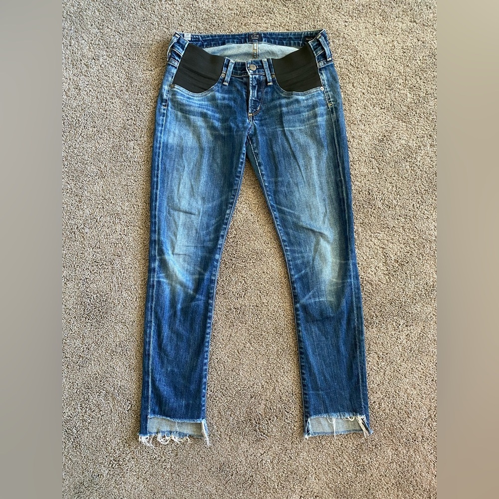Citizens Of Humanity Women's Skinny Jeans in Medium Blue with Black Waist Panels